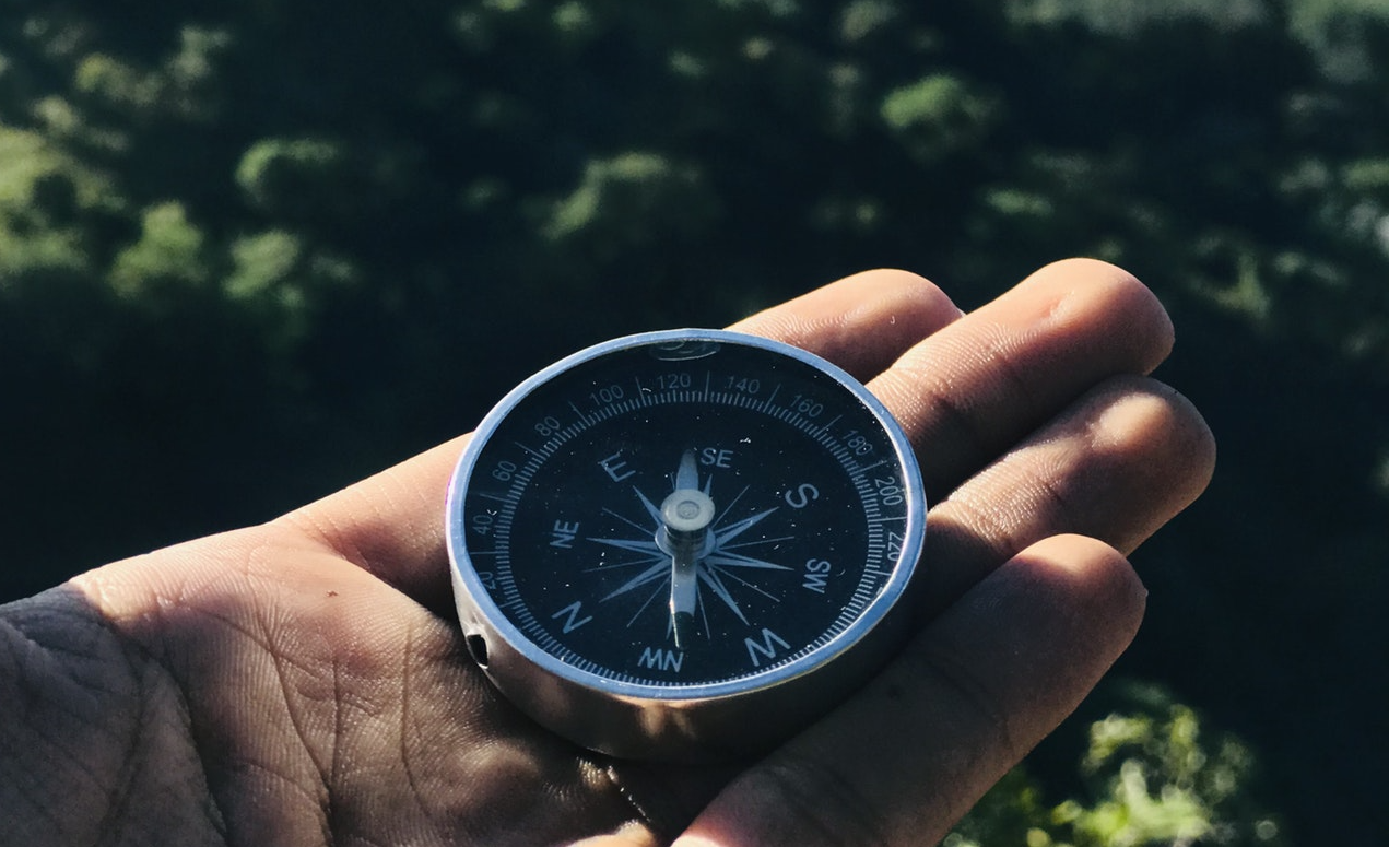 Hand mit Kompass